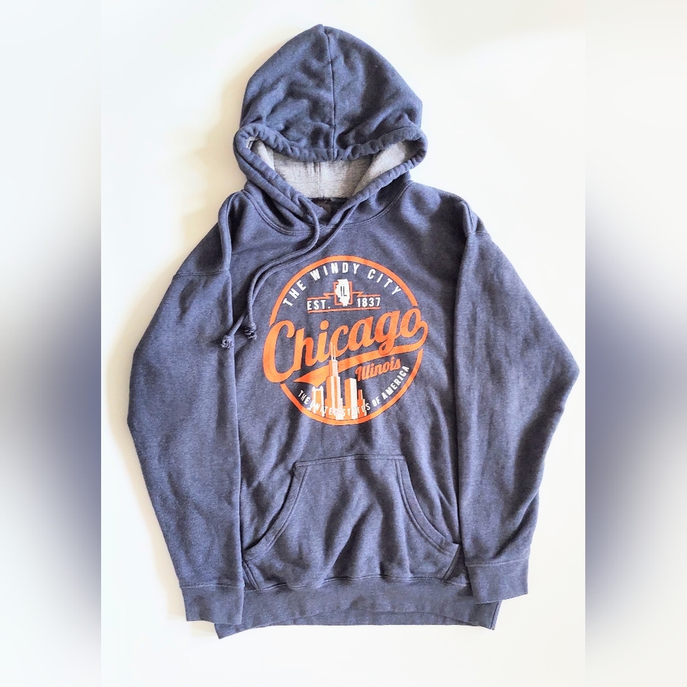Point Sportswear Pullover Hooded Sweatshirt Adult Medium Blue Chicago Illinois